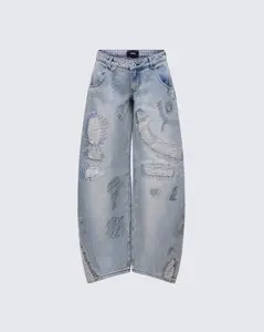 Zaid Gray Denim Sashiko Jeans