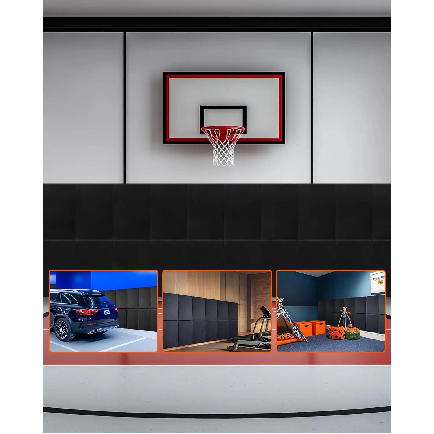 VEVOR Gym Wall Padding, Premium PVC High-Density 60x20x2in Foam Pad, Tear-Resistant, Wear-Resistant, Waterproof, Hook-and-Loop Easy-to-Install Removable Wall-Mounted Mat for Athletes, Gym, Garage