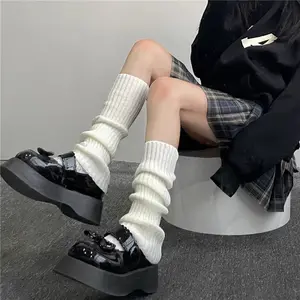 Women's Layered Knit Socks Lolita Japanese JK School Style Y2K Slim Fit Leg Warmers Long Mid-Calf Socks Solid Color All-Season Wear Fashion Womenswear