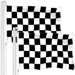 G128 2 Pack: Checkered Flag | 3x5 Ft | Printed 150D Polyester - Indoor/Outdoor, Vibrant Colors, Brass Grommets, Quality Polyester, Much Thicker More Durable Than 100D 75D Polyester