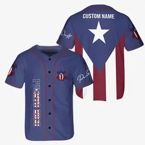 Custom Puerto Rico Baseball Jersey - PR Flag Shirt - Unisex Sports Jersey
