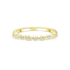 The Forever - Gold | Modern Gents 18k Gold Plated 925 Sterling Silver Simulated Diamond Vintage Half Eternity Band | Unique Stacking Ring