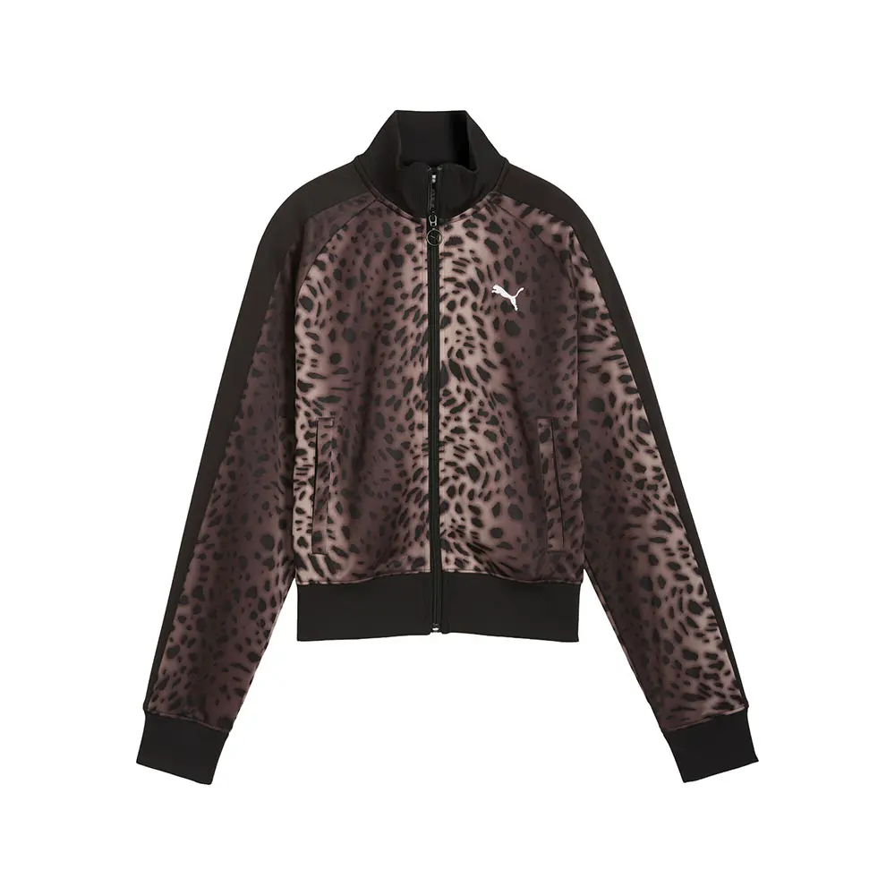 PUMA Womens T7 Leopard Luxe  Athletic Outerwear Casual - Black
