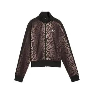 PUMA Womens T7 Leopard Luxe  Athletic Outerwear Casual - Black