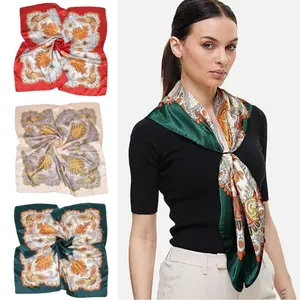 3 piece 35” Large Square Satin Head Scarf Silk Like Neck Scarf Shawl Silk Square Hair Scarves Sleeping Wrap for Women Beauty & Personal Care