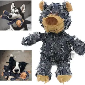 Dog Companion for Heavy Chewers- Indestructible Robust Bear Dog Toy, Resistant Squeaky Dog Toys for Heavy Chewers, Unbreakable Stuffed Plush Dog Toys for Aggressive Chewers