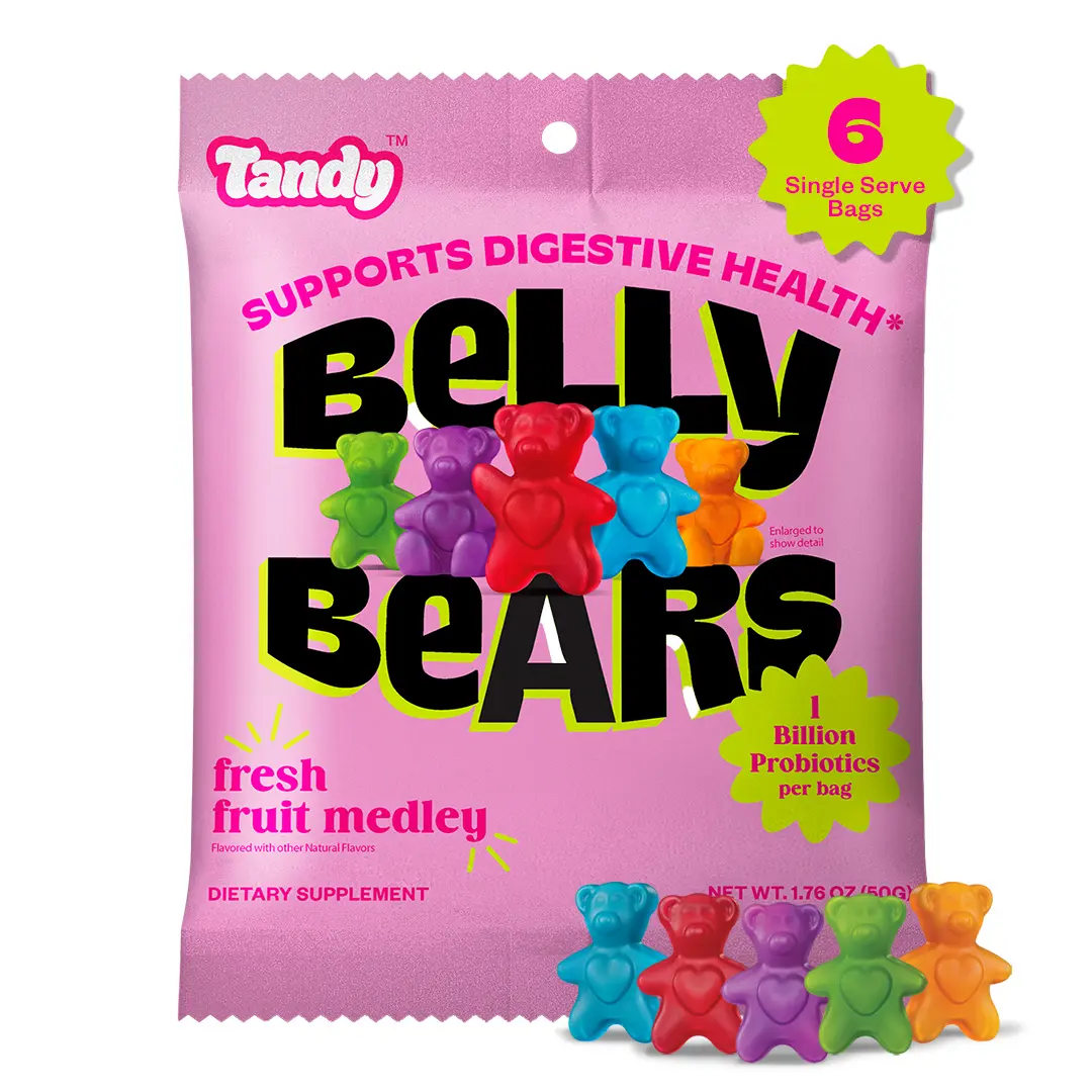 Tandy Belly Bears Fiber & Probiotic Gummies I Daily Digestive Health Gummies for Gut Health with Fresh Fruit Medley Flavor I Gluten-Free Gummy Bears I Fast-Acting Dietary Supplement Gummy I 6-Pack
