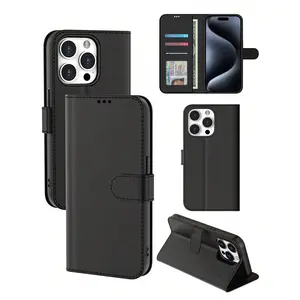 PU Leather Multifunctional Flip Wallet Casing - TPU Protective Cover for iPhone 12/13/11/14/15/16/17 Series, Black/Brown/Navy Blue Tech Accessory, Ideal Holiday Gift for Phone Protection