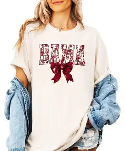 BAMA Red Floral Bow Shirt - Trendy Game Day Tee - Alabama School Spirit T-Shirt - Sports Fan T-Shirt - Gift for Teacher, Student, Alumni