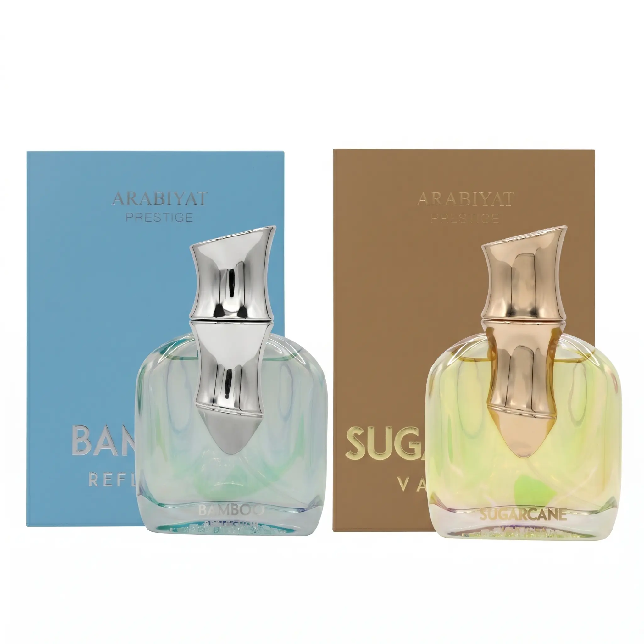 Arabiyat Prestige Unisex 2-Piece Multi-Pack Perfume Set - Exquisite Fragrances Gourmand Perfume & Aromatic EDPs (Sugarcane Vanilla, Bamboo Reflection), 3.4 fl oz Each, Fragrance Gift for Everyday Wear, Amber Fragrances, Unapologetically Indulgent