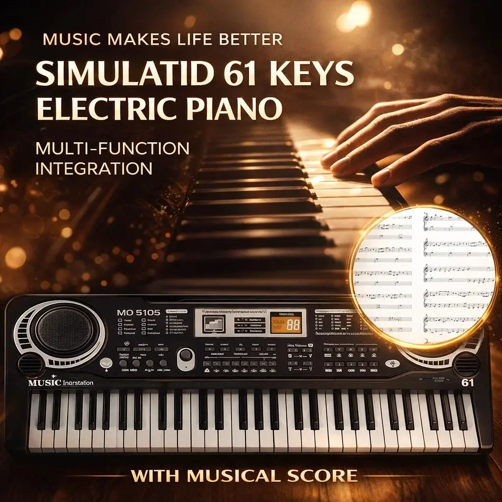 Children’s 61-key electronic piano, full-size keys, built-in microphone with sheet music, beginner-friendly, home holiday gift