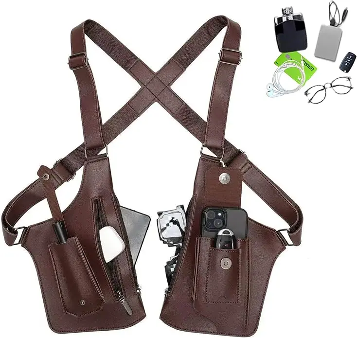 Adjustable underarm shoulder bag for men and women — anti-theft hidden storage for cell phones and other hunting and outdoor gear; high-quality PU leather; a top Christmas choice and the best holiday gift.