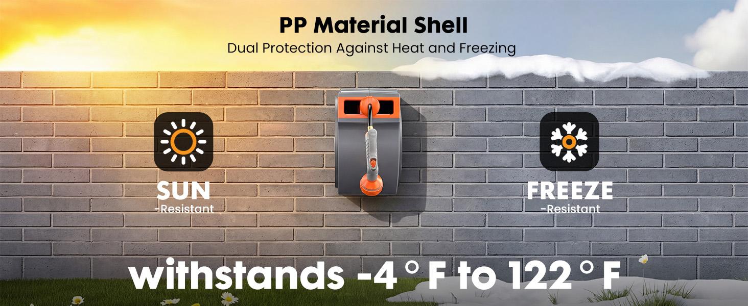 Retractable Garden Hose Reel with 9-Pattern Spray Nozzle, Wall Mount 180° Swivel Auto Rewind Water Hose Cart, Heavy Duty Flexible Water Hose for Yard Car Pet Washing & Plant Watering