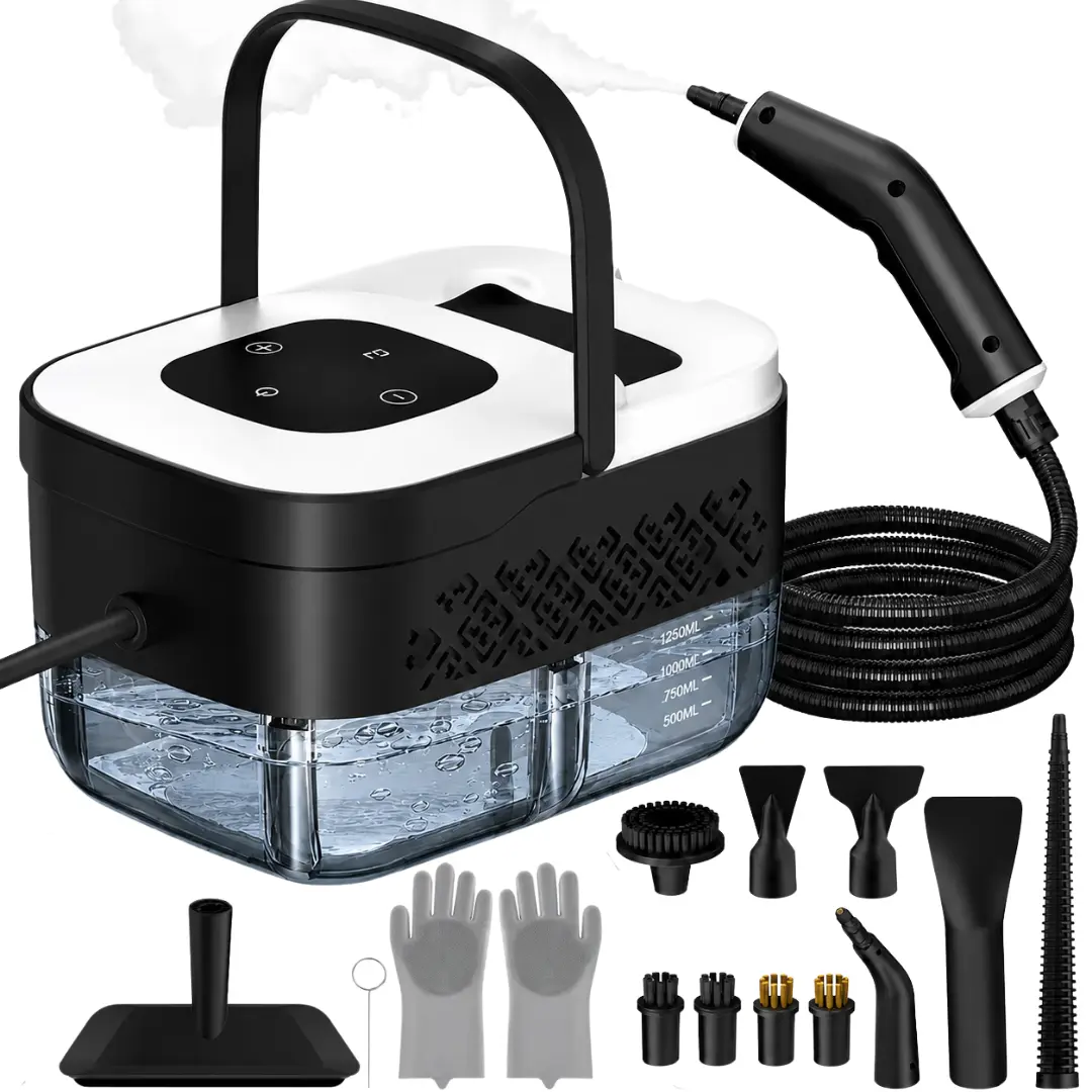 Handheld Steam Cleaner with 15-Second Quick Heat-Up, Portable High-Temperature Steamer with 14 Accessories for Kitchen, Bathroom, Grout, Tile, Grease and Upholstery