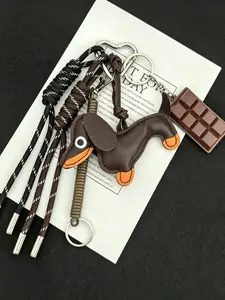 Cute Hot Dog Bag Hanger Keychain, Trendy Braided Rope Leather, Couples Car Accessory, Perfect for Daily Use, Multiple Styles Available