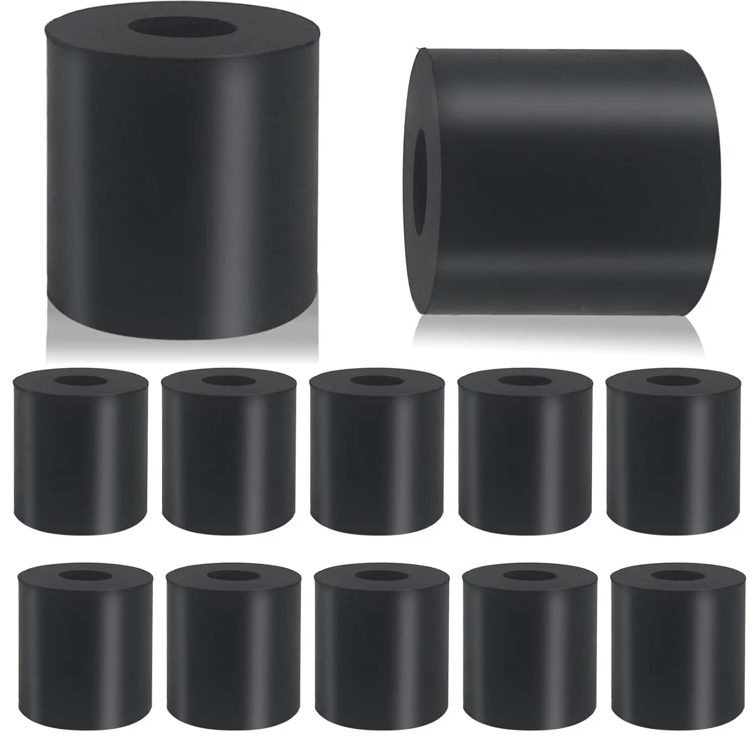12 PCS Multi Purpose Rubber Spacer 1 Inch OD x 3/8 Inch ID x 1 Inch Thickness, Rubber Bushing Anti Vibration Spacer Thick Rubbers Washers for Home and Car