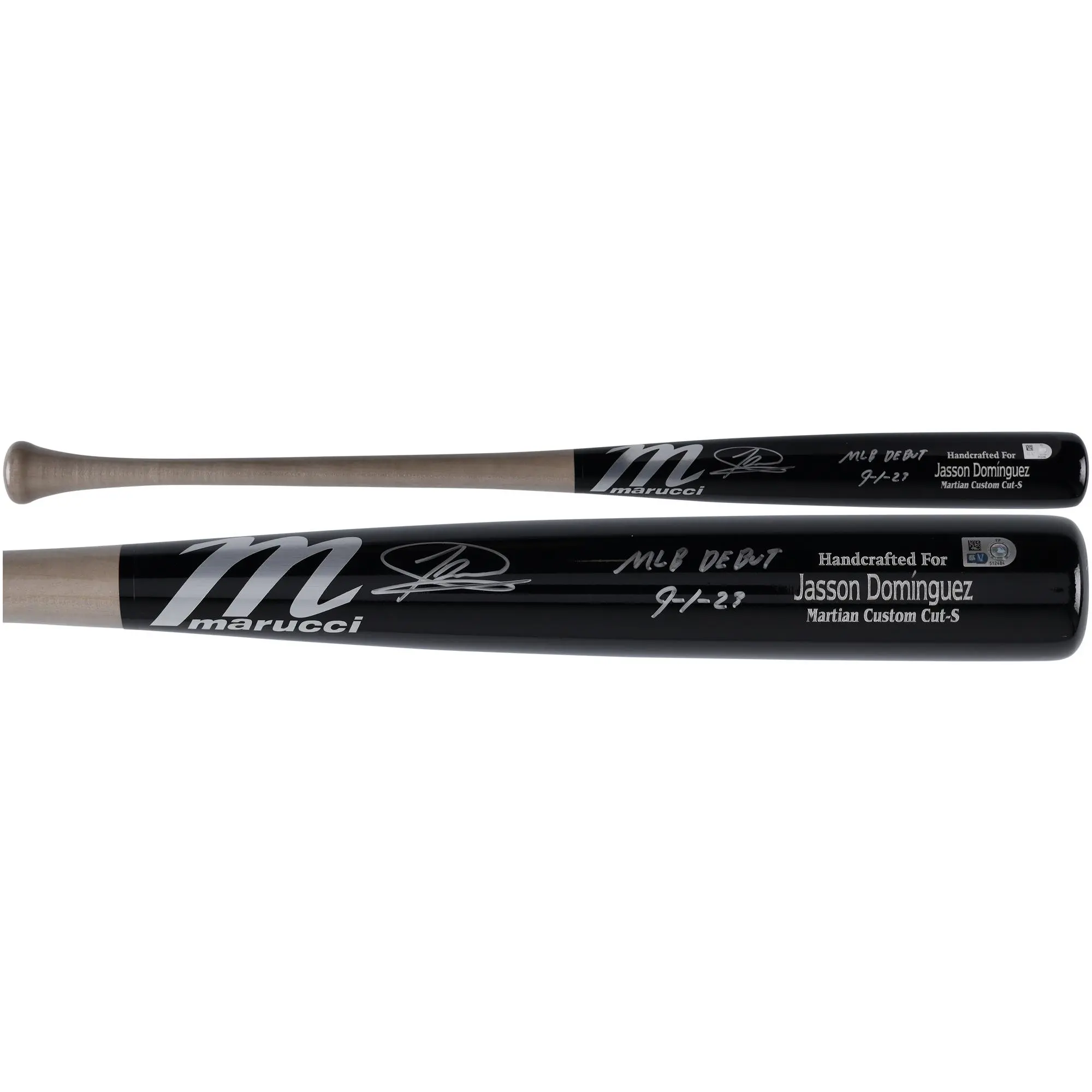 Jasson Dominguez New York Yankees Autographed Marucci Game Model Bat with "MLB Debut" Inscription - Fanatics Authentic Certified