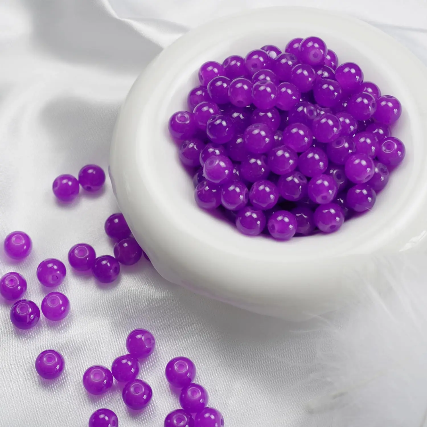 145 count Glass Beads, 8mm Glass Beads for Barcelet and  Making DIY Crafts (Purple)