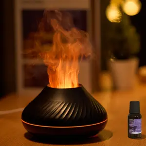 【Black Friday Deal】New Flame Light Aromatherapy Humidifier Ultrasonic Spray Fragrance Replenishment Expansion Fragrance Machine Essential Oil Humidifier Aromatherapy Machine Candle 7-color Atmosphere Light