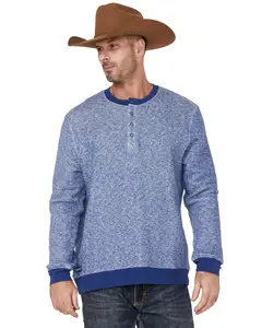 Rank 45 Men's 45&Reg; Drover 1/4 Snap Front French Terry Long Sleeve Shirt - Rmsp22sw3-Blu