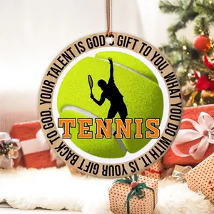 Tree Ornaments Acrylic Circle Sport Tennis New Year Merry Xmas Holiday Art Event Christmas 2023 2024 Colorful Gift for Kids Friends Family