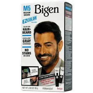 Bigen Men's EZ Permanent Hair Color M5 Medium Brown - Suitable for All Hair Types
