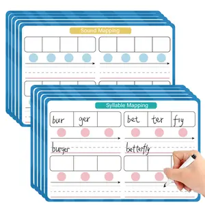 10-Piece Phonemic Awareness Dry Erase Board, 8 "x 12" - Speech and Syllable Mapping Activities for Speech Therapy, Alphabet Phonology, Scientific Reading Instruments, Speech Therapy Tools | Visual Learning Aids | Durable Paper Cards, Phonemic Games