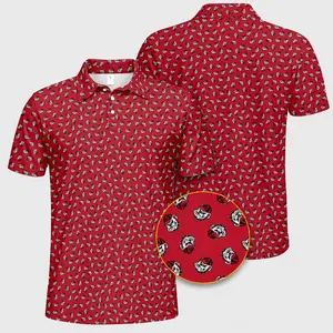 Bulldogs Men’s Polo Shirt with Vintage Allover Print for Golf, Tailgates, and Fan Wear