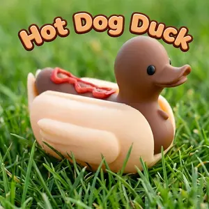 Hot Dog Duck Decorative Ornament, Collectible Figurine, Home Room Shelf Decor Accent, Desk Tabletop Decoration