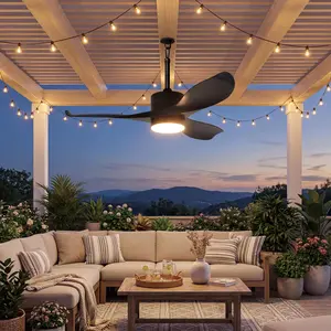 42" Outdoor Ceiling Fans with Lights, IP44 Waterproof Hanging Gazebo Fan with 3CCT 6-Speed Reversible DC Motor, Timer, Plug in Ceiling Fan with Remote APP Control for Patios Porch Pergola