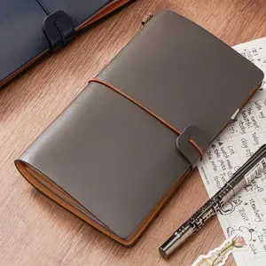 A6 Creative Soft Cover Portable Journal Notebook with Metal Bookmark, Includes Leather Paper, Lined Paper, PVC Storage Bag, Ideal for Handwriting, Vintage Travel Diary, Student School Supplies