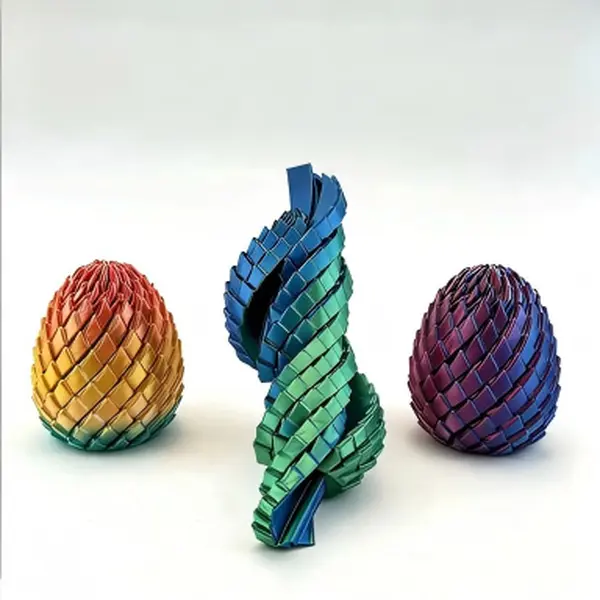 3D Printed PLA Plastic Twisty Dragon Egg Fidget Toy - Durable Anxiety Support Tool for Rotating Stress Relief & Focus, Durable Stress Relief Toys, Anxiety Support Stress Relief Toys