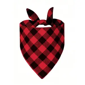Personalized Dog Bandana Soft Flannel Buffalo Plaid Pet Scarf Comfortable Reversible All Seasons Pet Costume Accessory