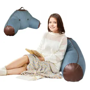 Denim Reading Pillow with Arm Support and Carry Handle - Bed Wedge Backrest Cushion for Bed, Couch Use kayda island villa pillow kayda island pillow pillow