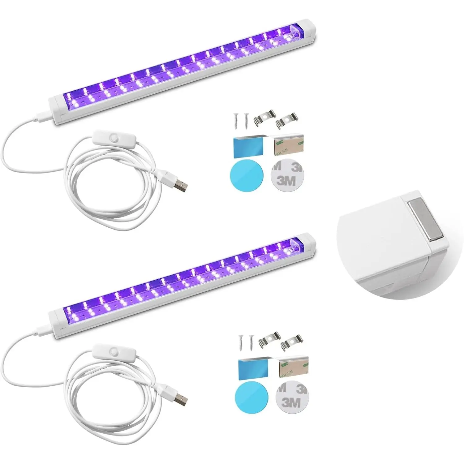 UV Black Light Bar USB DC 10W 1ft LED Blacklight Bar Strip Lights for Bedroom Fluorescent Paint Poster Party Glow in The Dark Light Magnet 2 Pack