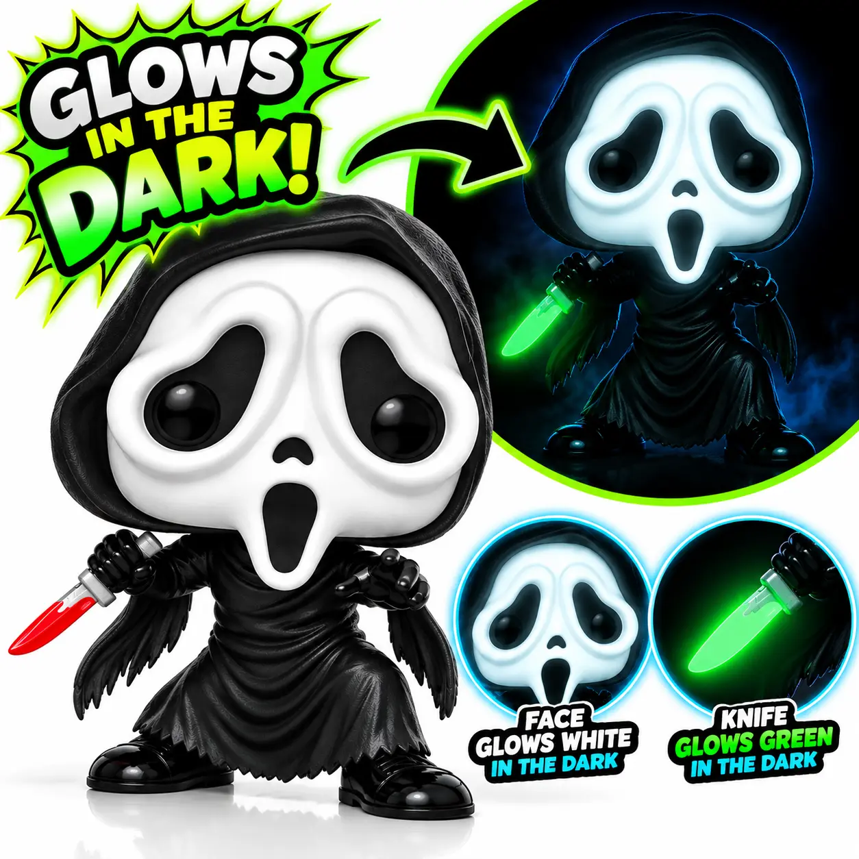 Funko Pop! Movies Ghost Face 1607 Glow-in-the-Dark Vinyl Figure Collectible Toy