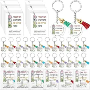 Team Appreciation Gift for Volunteer Employee Bulk Inspirational Acrylic Puzzle Keychain Team Building Card