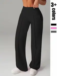 SF Fish Clothing Women's Yoga Wide Leg Pants, High Waist Stretchy Flowing Breathable, Loose Fit Sport Long Pants, All Seasons Versatile, High Waisted Yoga