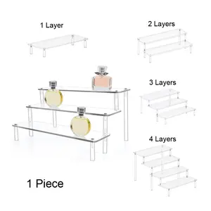 Acrylic Transparent Staircase Display Stand, Cosmetic Organizer Rack, Perfume Storage Shelf, Desktop Shelves, Party Dessert Holder