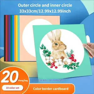 20 Sheets Colorful Border Cardstock Paper, 33x33cm Size, 10 Colors Available, DIY Art Handmade Round Drawing Paper, Creative Display Cards
