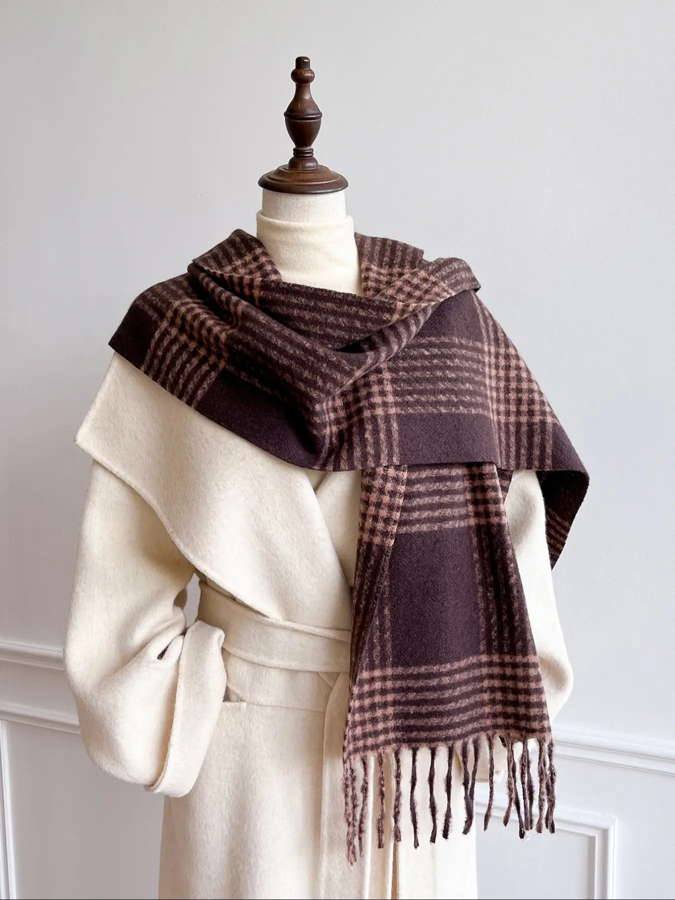 Women's Fashion Plaid Scarf, Checkered Scarf, Faux Wool Warm Anti-Draft, New Arrival Fall Winter Couple Style, Stylish and Cozy Accessory Keffiyeh
