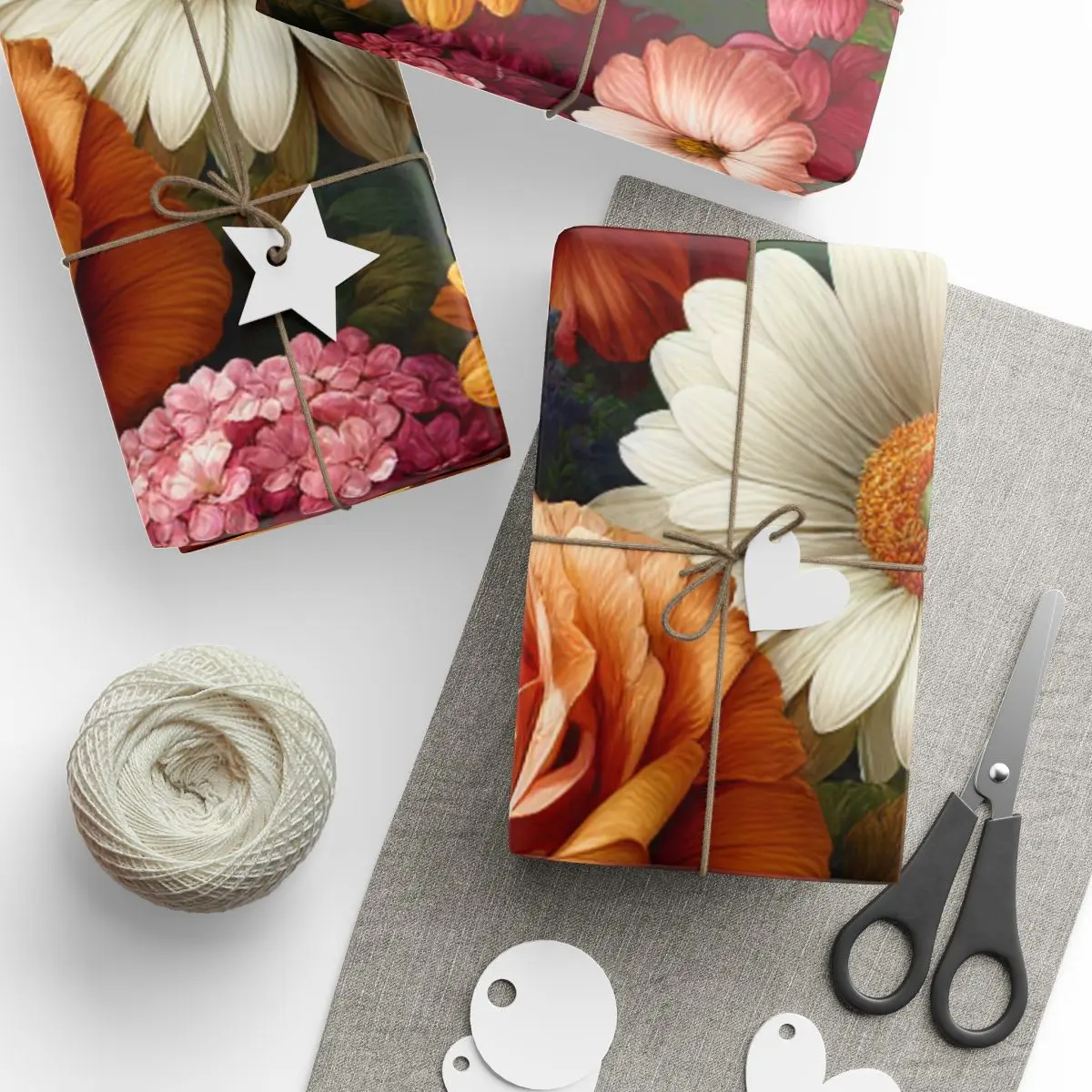 Flower Wrapping Paper - High-Quality Fine-Art Paper with Durability, 3 Sizes, Customizable Finish, Glossy Surface, Ribbon for Gift Wrapping