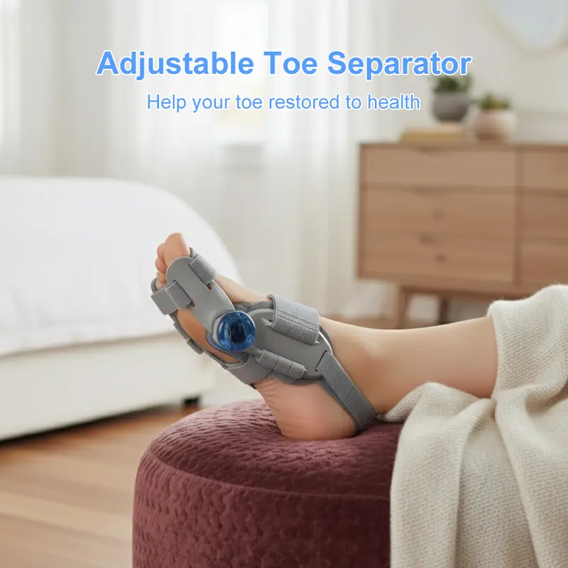 Big Toe Bunion Corrector with Adjustable Knob, Orthopedic Toe Straightener for Bunion Relief, Comfortable Silicone Pad, Fits Left or Right Foot, Grey 1pc