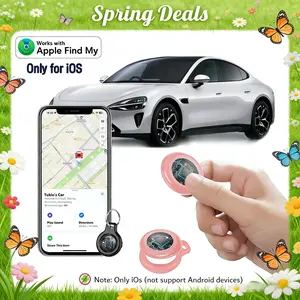 [Spring Deals] Tukio GPS Tracker for Cars & Pets (iOS Only)- Mini Clear Design, Weatherproof Case, Anti-Lost Device, Works with Apple Find My (iOS Only), No Monthly Fees, IP67 Waterproof, Replaceable Battery Remote