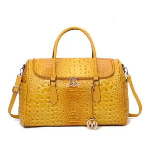 MKF Collection Rina Weekender Travel Bag with Leather Strap, Adjustable Strap, and Clasp Closure