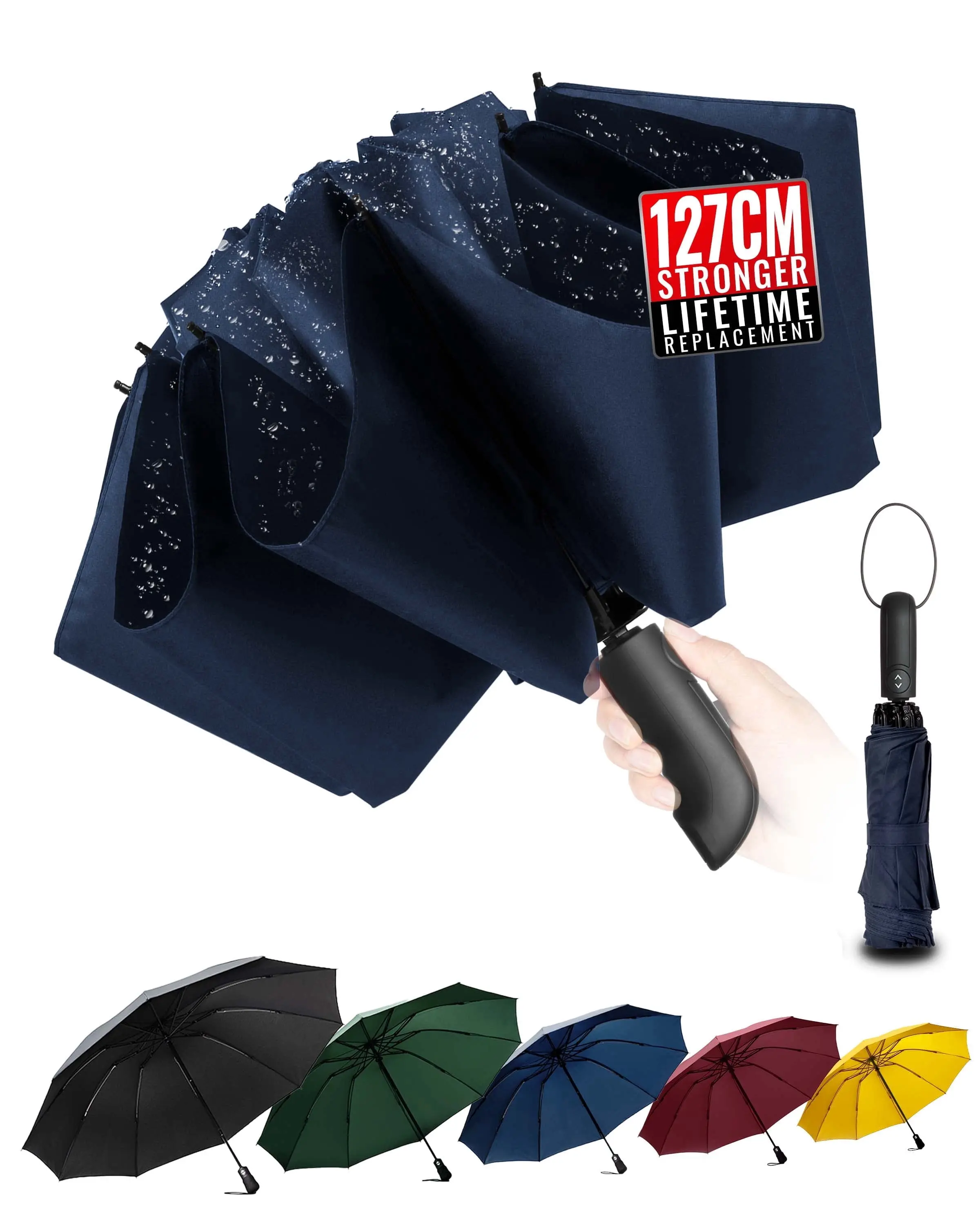 Chakipee Travel Inverted Umbrella Compact Windproof- Automatic Reverse Umbrellas for Rain - Folding Portable 10 Ribs Large Umbrella Conlun