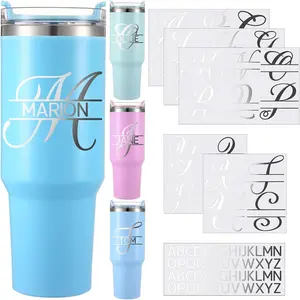 10 Sheets  Split Letter Stickers Personalized Vinyl Name Decals for 30 40 oz Tumbler Water Bottles UV DTF Summer Beach Cup Wraps Monogram Stickers for Cups Laptops()