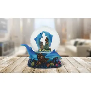 3.5"H Dolphin Glitter Snow Globe Statue Fantasy Decoration Figurine