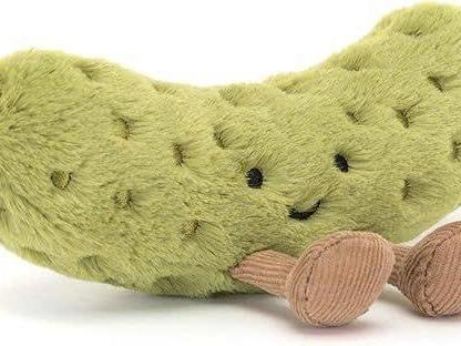 JellyCat Emotional Support Pickle Plush Soft Kawaii Gherkin Stuffed Animal with Corduroy Legs Cute Desk Buddy Room Decor Gift