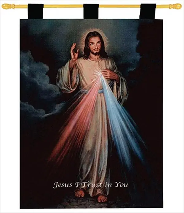 Manual Woodworkers and Weavers Divine Mercy Vertical Tapestry Wall Hanging, 26x36 in, Tapestry for Bedroom
